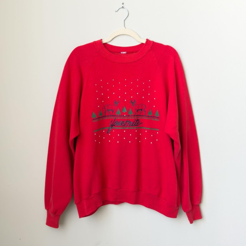 Vintage 80s Reindeer Cottagecore Christmas Sweater